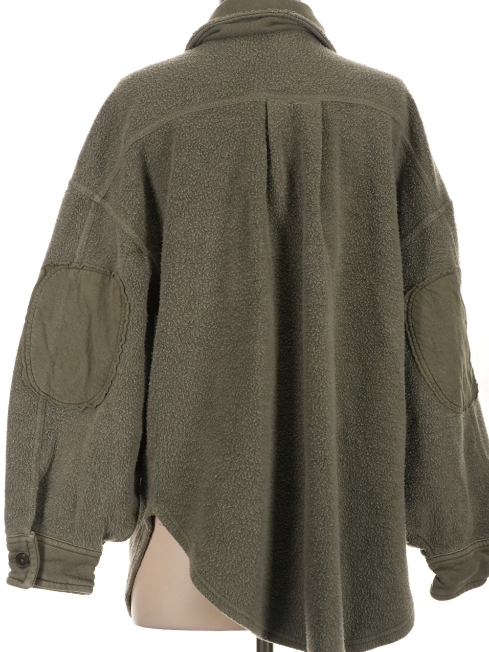 Free People Olive Green Button-Up Fleece Shirt Jacket - Picture 5 of 5